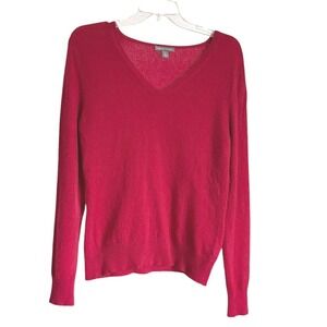Apt 9 100% Cashmere V-Neck Sweater Red Long Sleeve Pullover L Quiet Luxury Prep